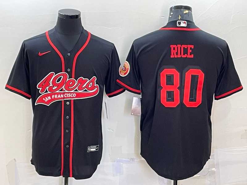 Men%27s San Francisco 49ers #80 Jerry Rice Black Color Rush With Patch Cool Base Stitched Baseball Jersey